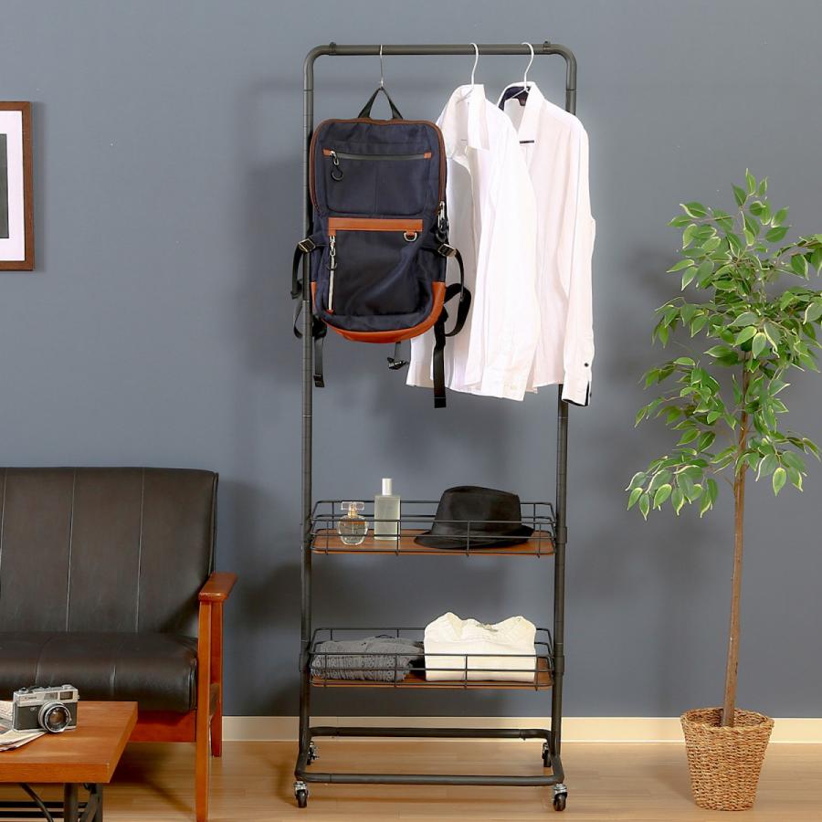 不二貿易 バスケット付きハンガーラック 2段バスケット キャスター付き ブラック 16698 | 不二貿易 | 01