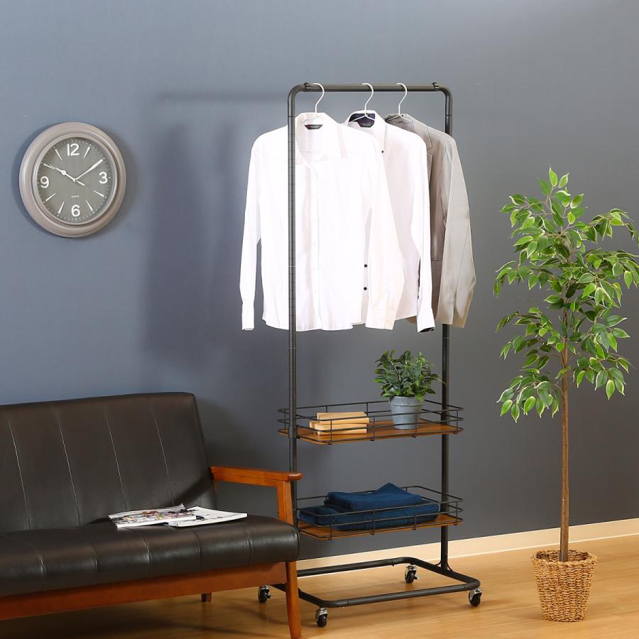 不二貿易 バスケット付きハンガーラック 2段バスケット キャスター付き ブラック 16698 | 不二貿易 | 04