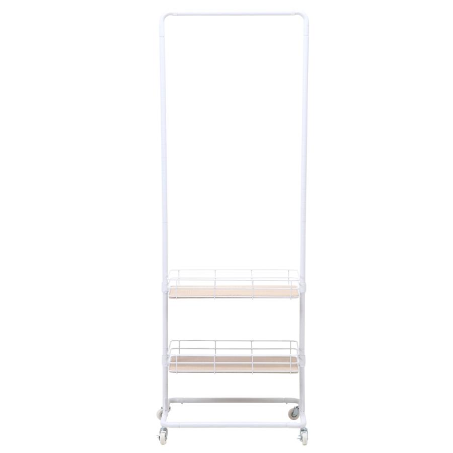 不二貿易　バスケット付きハンガーラック　2段バスケット　キャスター付き　ホワイト　16699 | 不二貿易 | 01