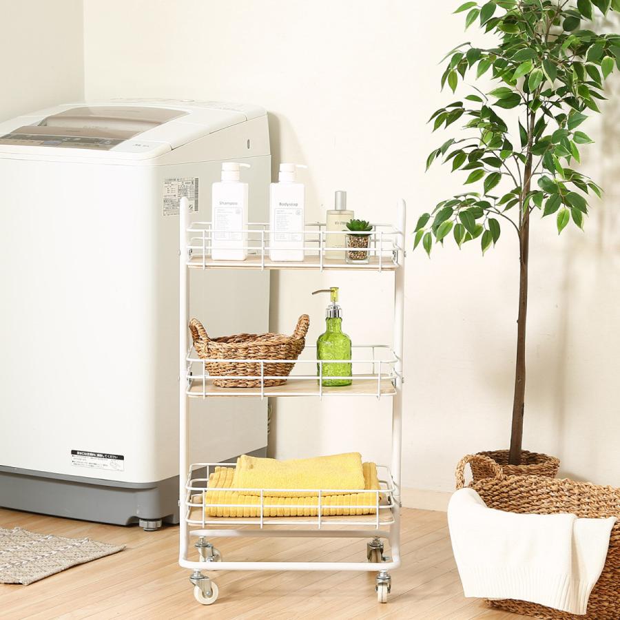 不二貿易　キッチンワゴン　3段バスケット　丈夫なスチールフレーム付き　キャスター付き　16697 | 不二貿易 | 05