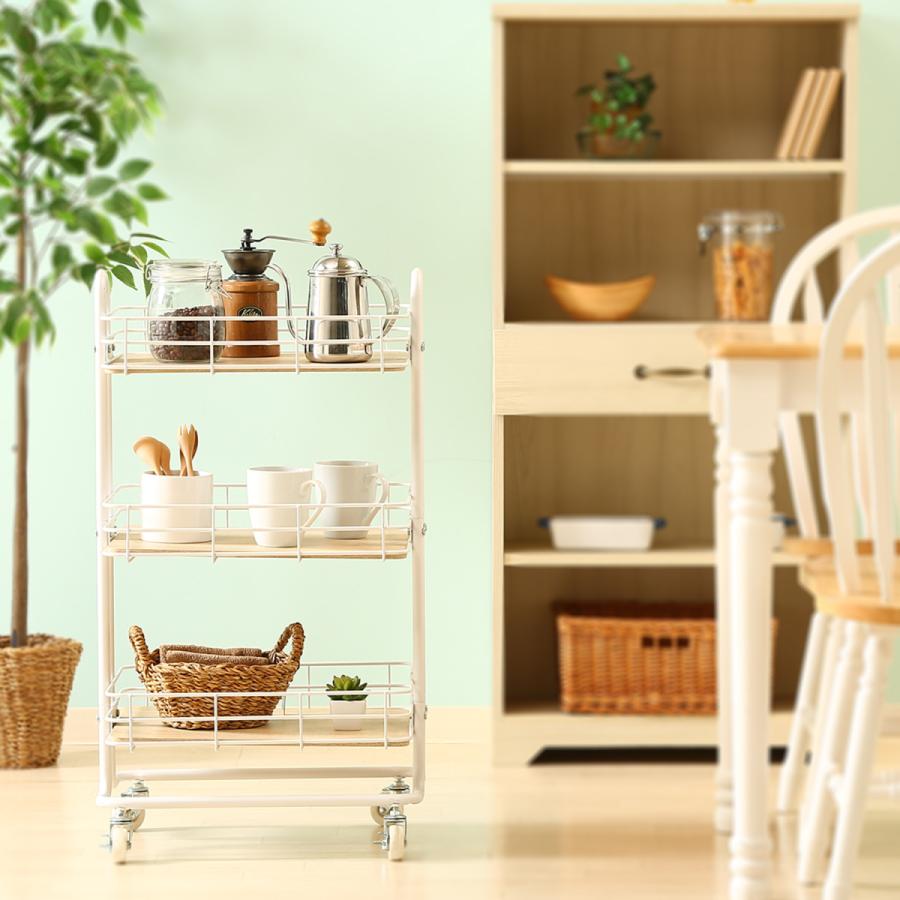 不二貿易　キッチンワゴン　3段バスケット　丈夫なスチールフレーム付き　キャスター付き　16697 | 不二貿易 | 06