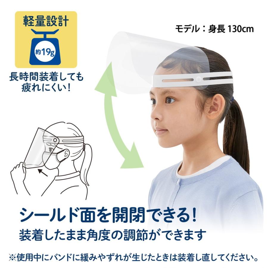 プラス(PLUS)かんたん装着フェイスシールド こども用2枚入 ホワイトグレー FL-196SF | PLUS | 04