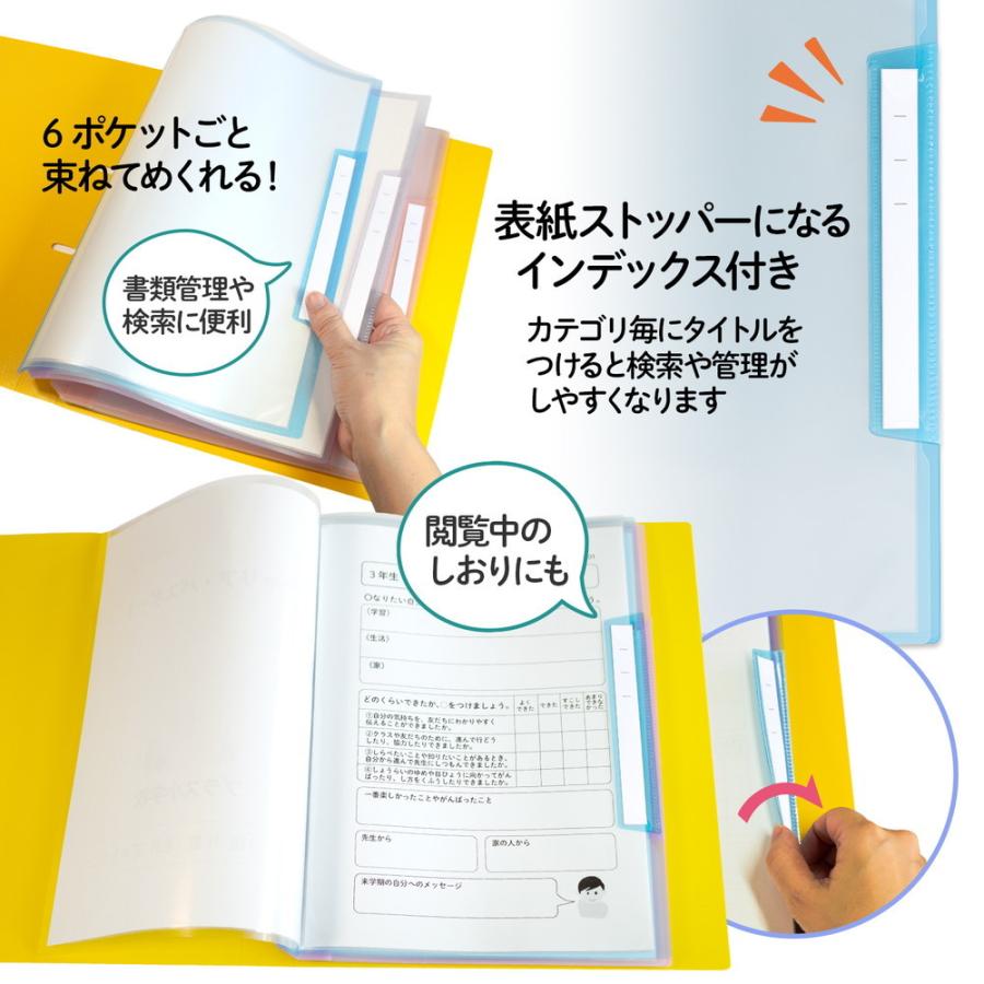 プラス PLUS リフィール式クリアーファイル ヨコ入れ 6ポケット (2・4・30穴共用) ネイビー RE-202CF | PLUS | 05