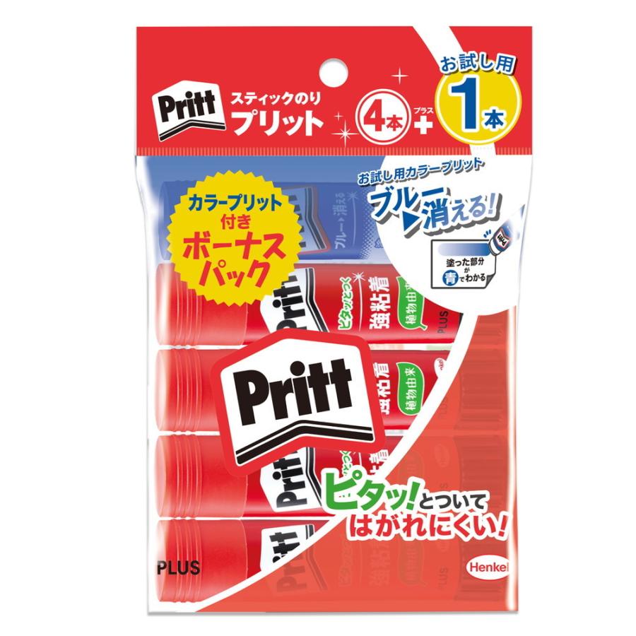 プラス(PLUS) スティックのり プリット Pritt プリット4P＋カラープリット1P ボーナスパック NS-701-41CL | PLUS
