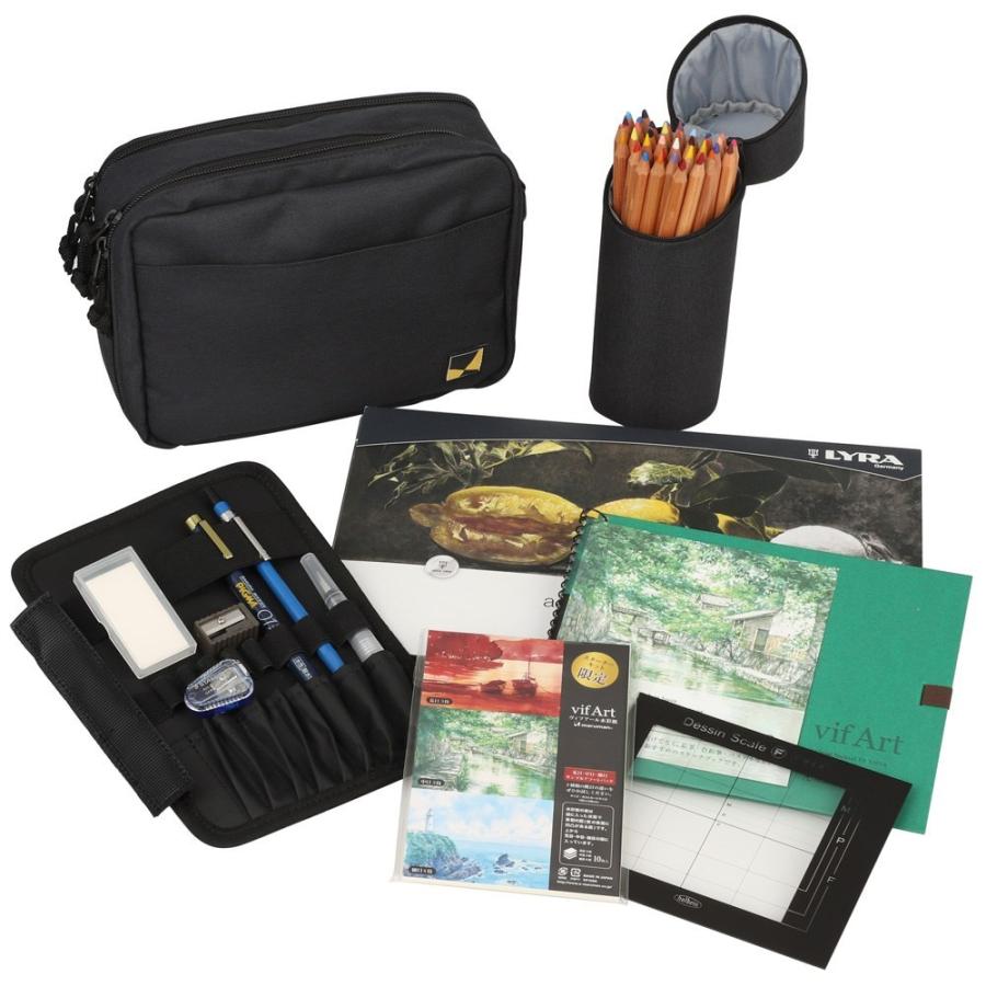 マルマン maruman 色鉛筆画 スターターセット ポーチ黒 SVCP36-05 | maruman | 05