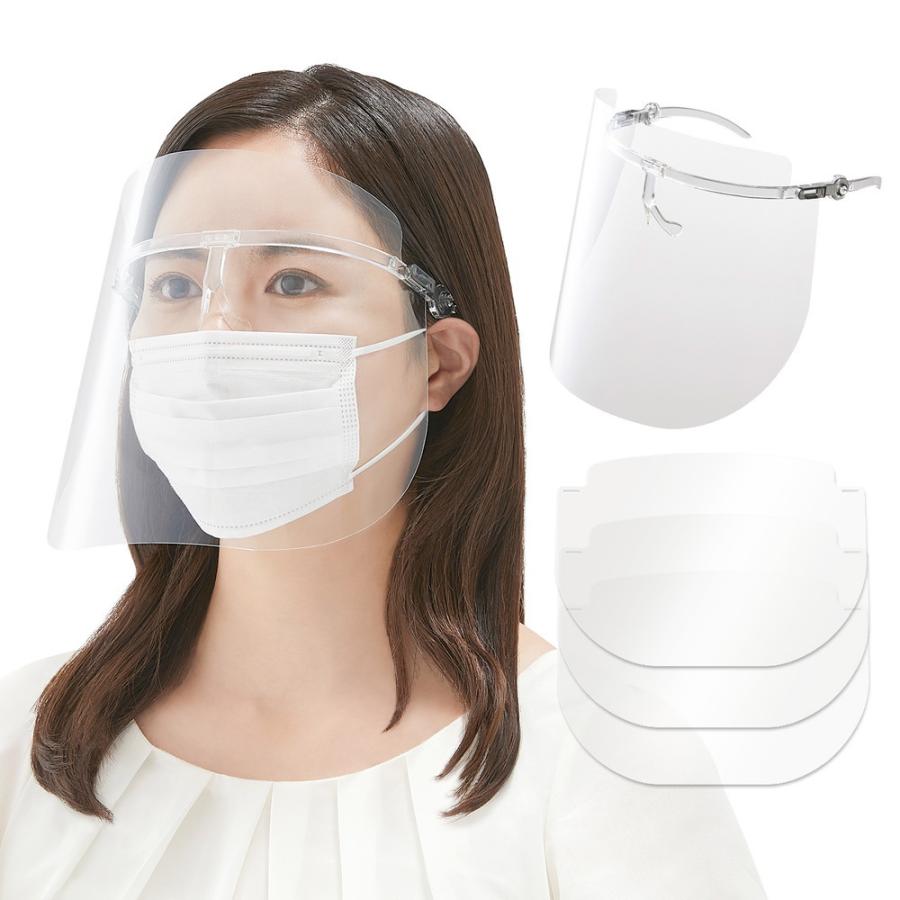 プラス PLUS フェイスシールド メガネタイプ  フレーム1個 シールド3枚 FG-030F 89-471 感染防止 飛沫防止 | PLUS | 02