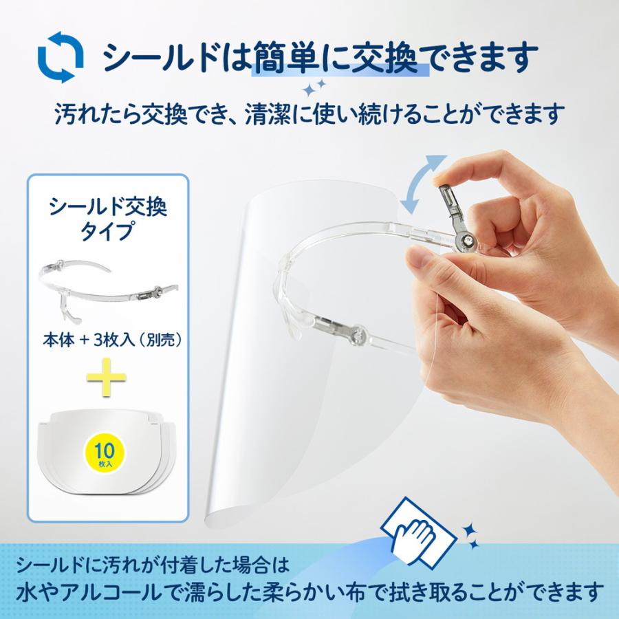 プラス PLUS フェイスシールド メガネタイプ  専用交換シールド 10枚入 FG-030FS-10P 89-472 フェイスガード 感染対策 | PLUS | 02