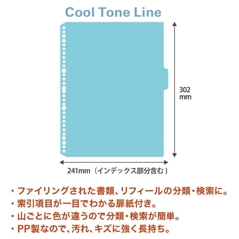 プラス(PLUS) インデックスシート Deja vu Colors (デジャヴ カラーズ) A4-S 4穴30穴 6山1組 クールトーンライン FL-102IX　89-428 | PLUS | 04