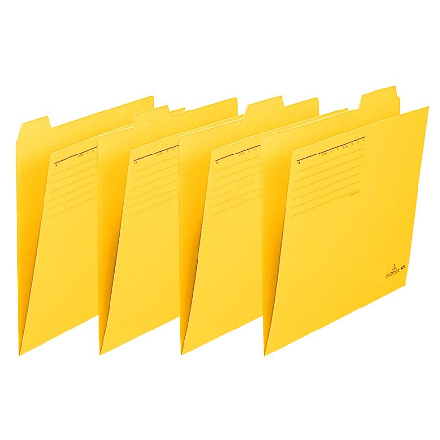 プラス(PLUS) 個別フォルダー カットフォルダー マチなし 4山 A4-E イエロー FL-064IF 87-237 | PLUS