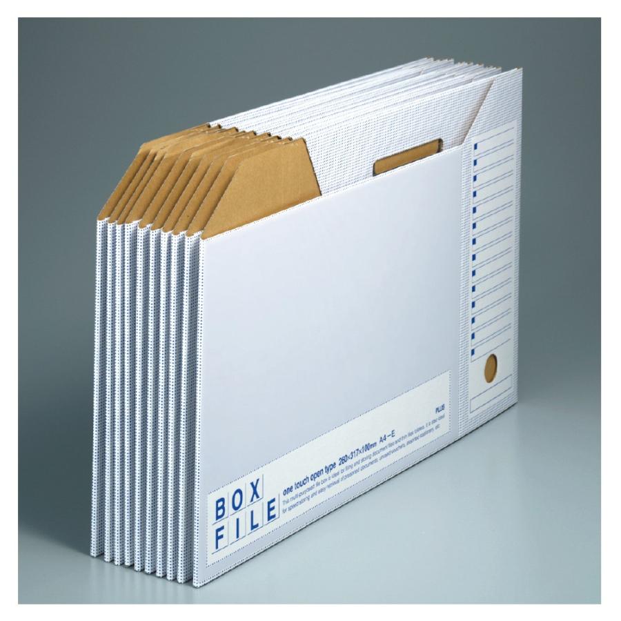 プラス(PLUS)ボックスファイル エコノミー 10冊パック A4-E ブルー FL-099BF　55-3988 | PLUS | 01