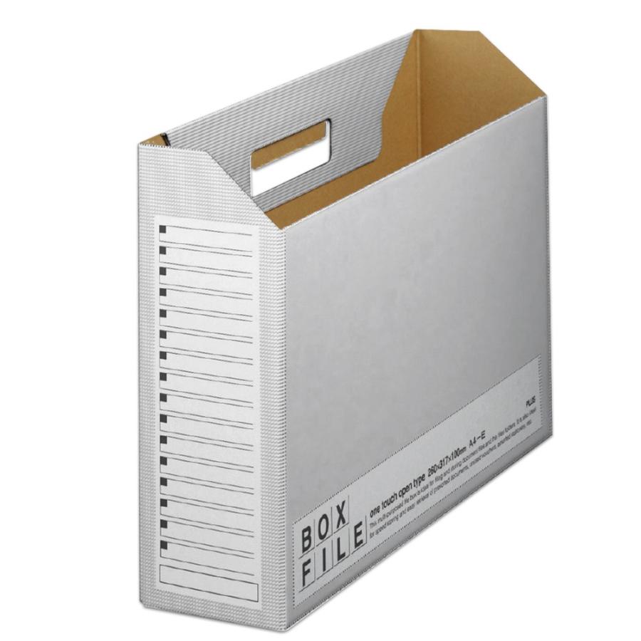 プラス(PLUS)ボックスファイル エコノミー 10冊パック A4-E ダークグレー FL-099BF　55-3989 | PLUS