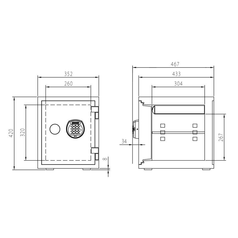 ディプロマット・ジャパン 耐火・耐水デザイン金庫 A125R3WRBLACK ブラック A4対応 HOME SAFE 家庭用耐火金庫 1時間耐火 容量25L |  | 01