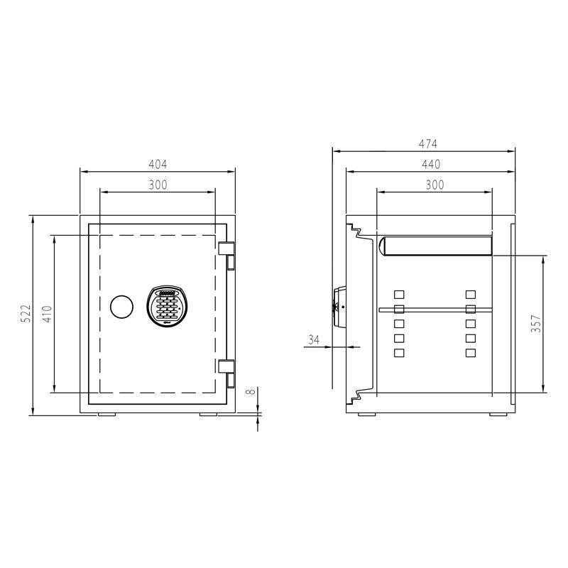 ディプロマット・ジャパン 耐火・耐水デザイン金庫 A530R3WRBLACK ブラック A4対応 HOME SAFE 家庭用耐火金庫 1時間耐火 容量36L |  | 01