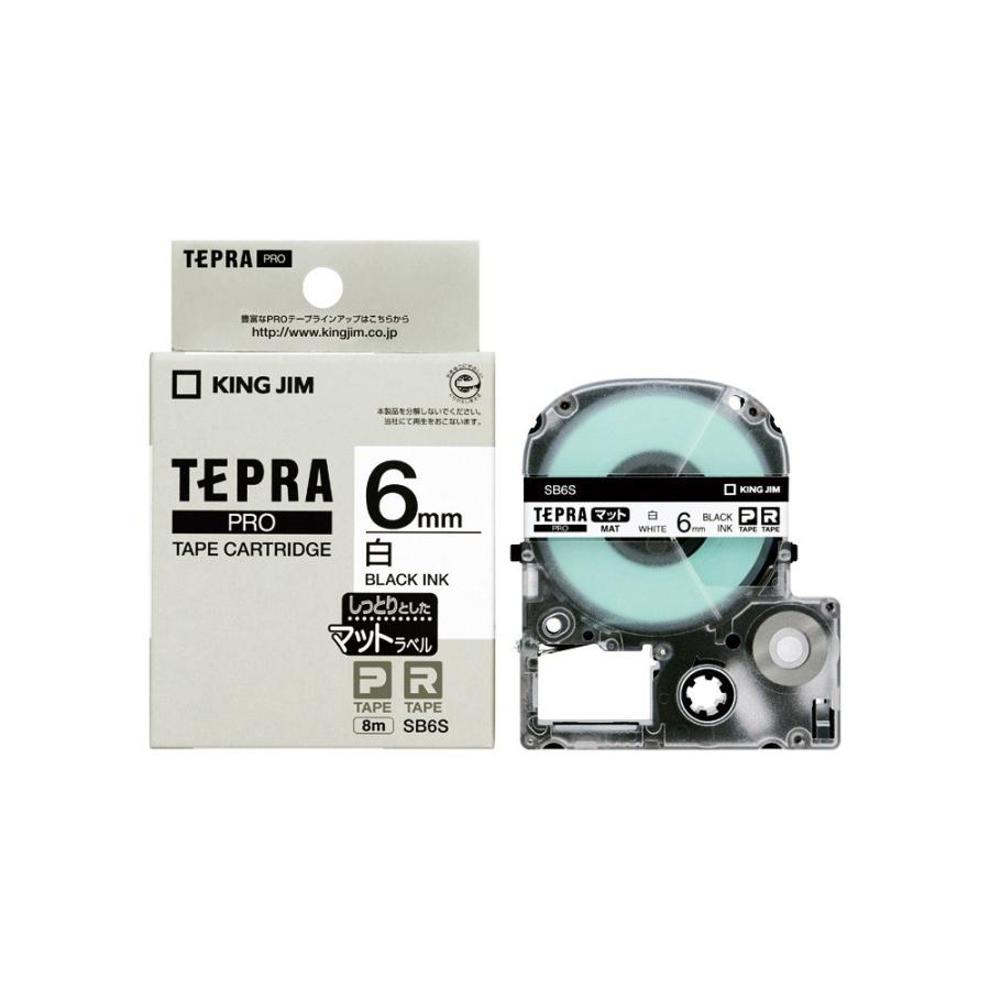 キングジム＜KING JIM＞　テプラPROテ−プ　マット白／黒文字　 SB6S | TEPRA PRO