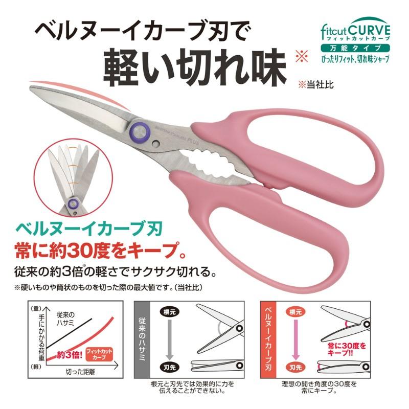 プラス(PLUS) はさみ フィットカットカーブ 万能タイプ　SC-175PM　ピンク　34-632 | PLUS | 02