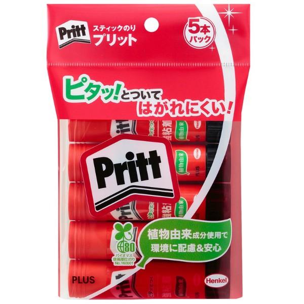 プラス(PLUS) スティックのり Pritt（プリット） レギュラー 10g 5本パック NS-701-5P セリースパック入り 29-703 | PLUS