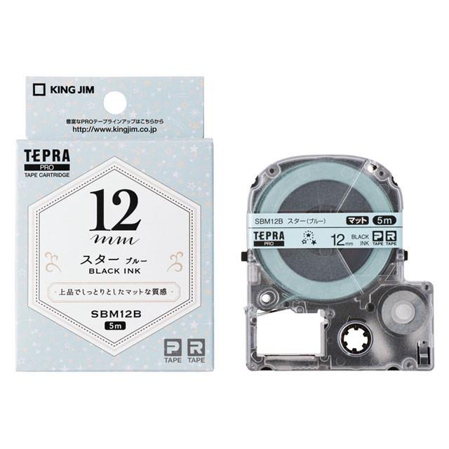 キングジム＜KING JIM＞ テプラPROテープ マットラベル模様 スタ− 黒文字　SBM12B | TEPRA PRO