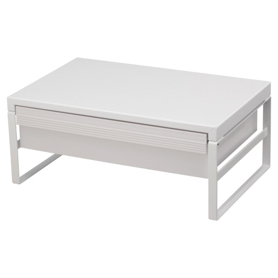 リヒトラブ LIHIT LAB.  机上台 幅390mm 引出し付き ハイタイプ 白 ホワイト A7342-0 ディスプレイ台 テレビ台 | 