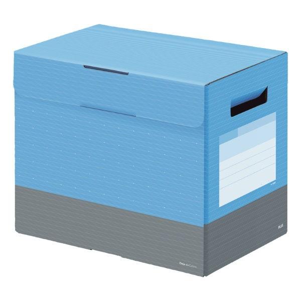 プラス(PLUS) ボックスファイル フタ付き デジャヴ A4横 背幅200mm スカイブルー FL-030BF 76-461 | PLUS