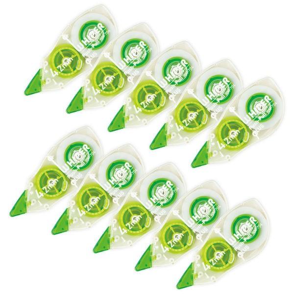 プラス(PLUS) 修正テープ ホワイパー プッシュプル 10個パック 4.2mm幅 グリーン WH-704-10P 49-967 | PLUS