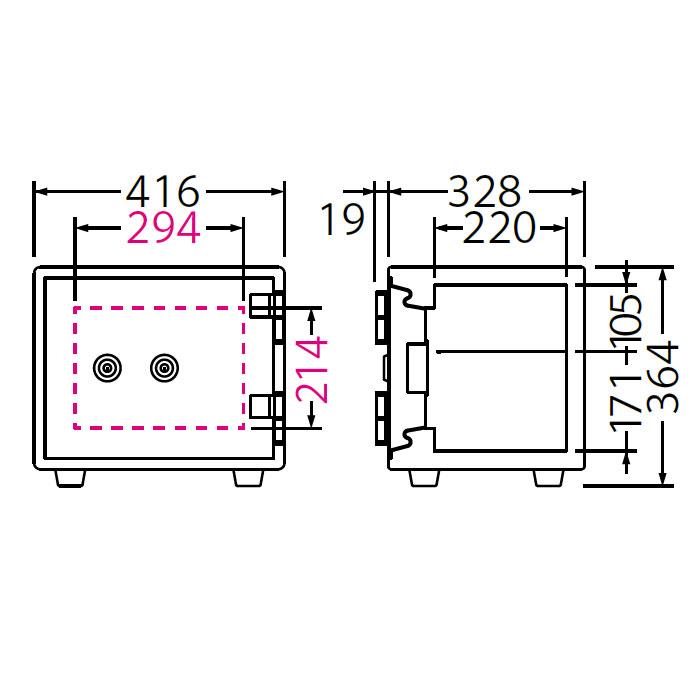 【開梱設置無料】エーコー 家庭用小型耐火金庫 STANDARD BES-9K2 (ダブルシリンダー式) A4横対応 30分耐火 21.6L 25kg 地震 災害 防災 |  | 02