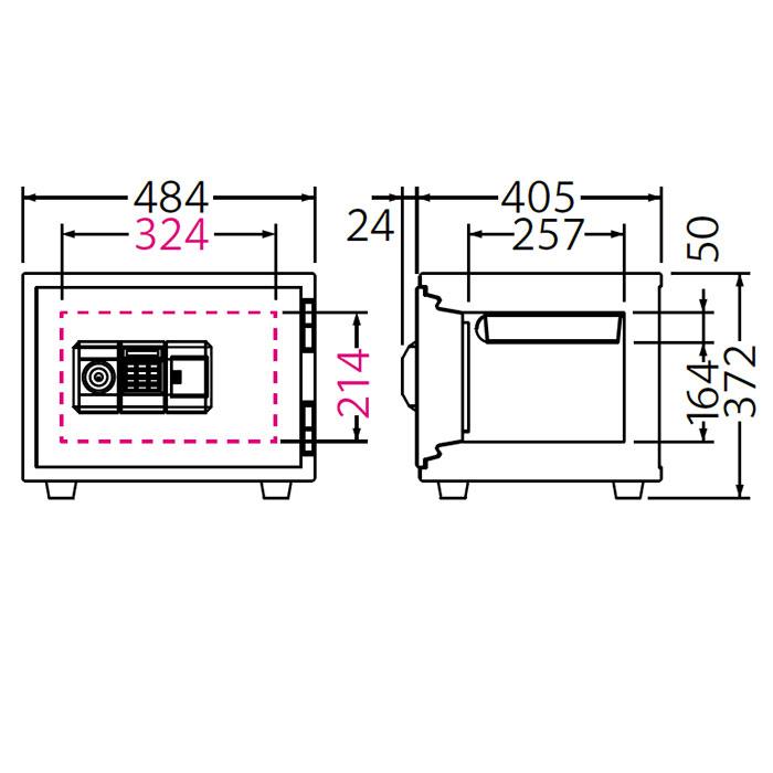 【開梱設置無料】エーコー 家庭用小型耐火金庫 BSS-PK (テンキー＆シリンダー式) A4横対応 1時間耐火 19.5L トレー1枚 51kg 地震 災害 防災 |  | 02