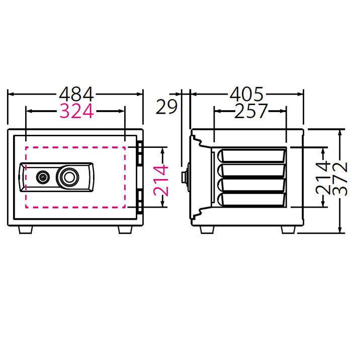 【開梱設置無料】エーコー 家庭用小型耐火金庫 STANDARD BSS-4 (ダイヤル＆シリンダー式) A4横対応 1時間耐火 19.5L トレー4枚「EIKO」 53kg 地震 災害 防災 |  | 02