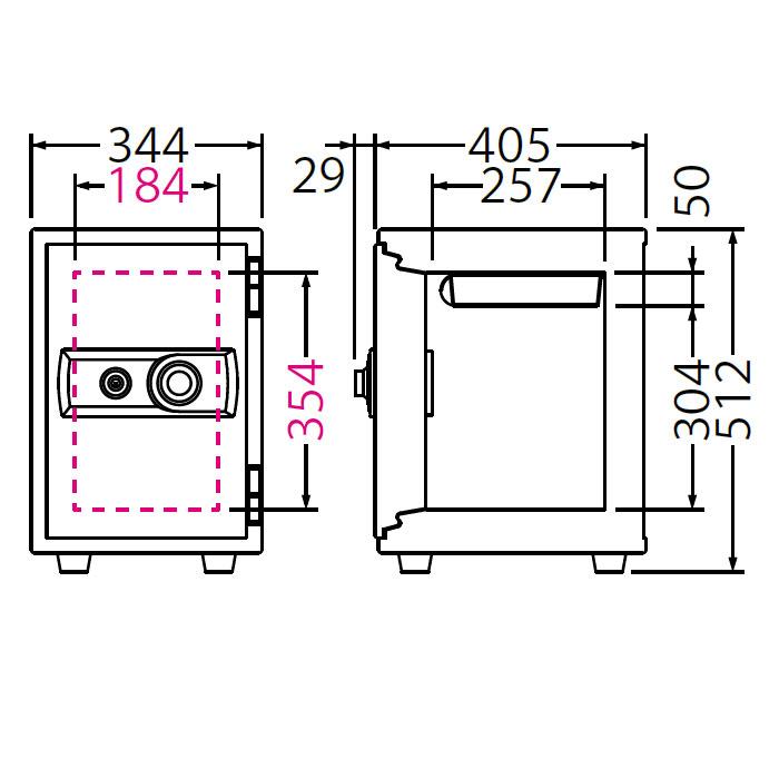 【開梱設置無料】エーコー 家庭用小型耐火金庫 STANDARD BSST (ダイヤル＆シリンダー式) A4対応 1時間耐火 19.5L トレー1枚「EIKO」 51kg 地震 災害 防災 |  | 02