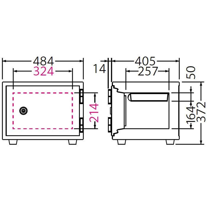 エーコー 家庭用小型耐火金庫 STANDARD BSS-K (シリンダー式) A4横対応 1時間耐火 19.5L トレー1枚「EIKO」 50kg | ブランド登録なし | 02