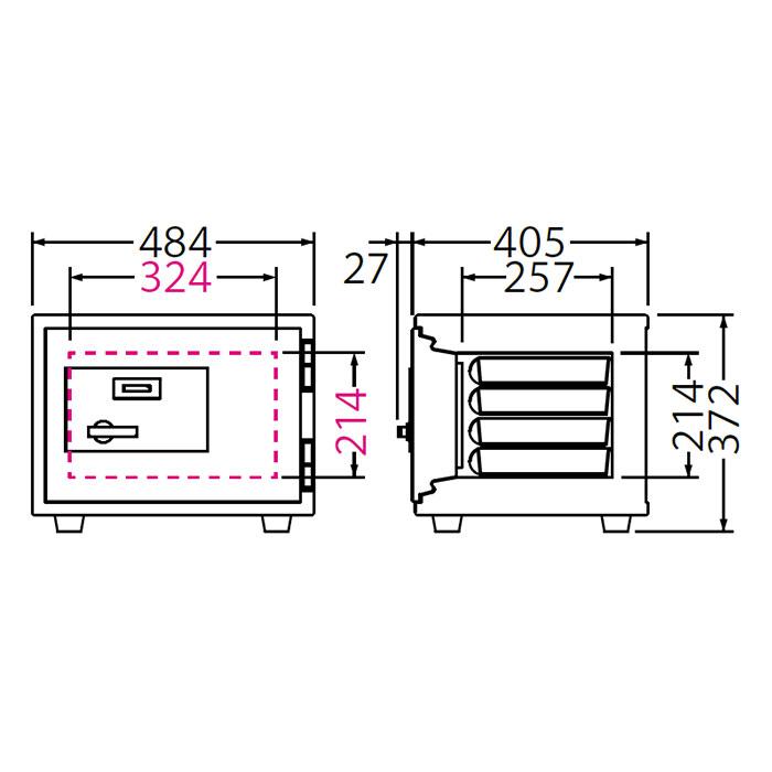 エーコー 家庭用小型耐火金庫 STANDARD BSS-4M (マグロック式) A4横対応 1時間耐火 51L トレー4枚 「EIKO」 53kg 地震 災害 防災 | ブランド登録なし | 02