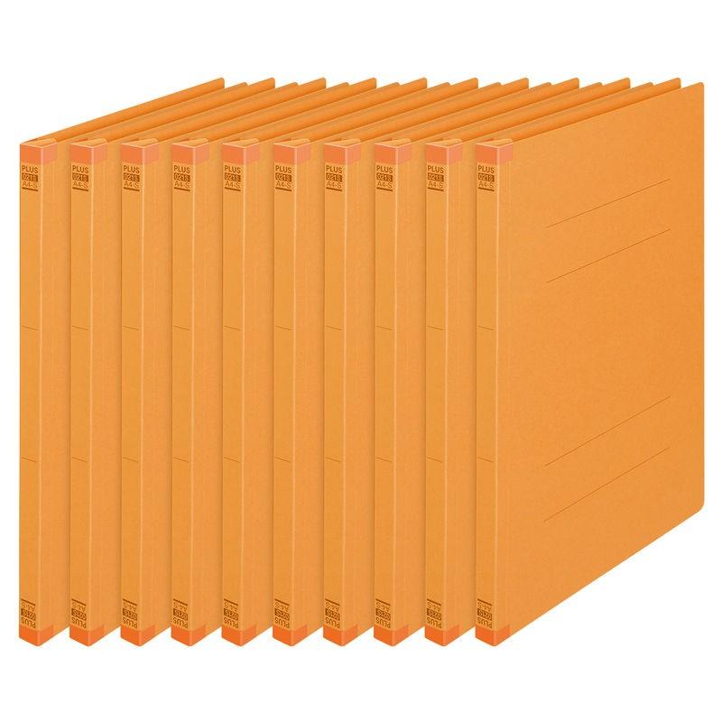 プラス(PLUS) 背補強フラットファイル A4縦 2穴 10冊 オレンジ No.021S 79-430 | PLUS | 01