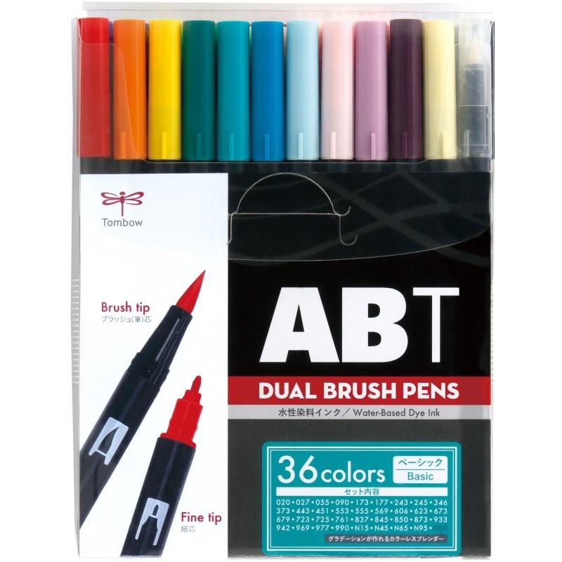 トンボ鉛筆  デュアルブラッシュペン水性マーカーABT多色セット36色ベーシック AB-T36CBA | 呉竹