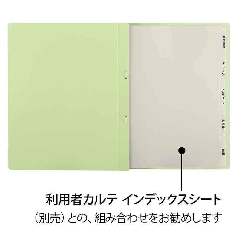 プラス(PLUS)  たすけあ 利用者カルテ フラットファイル　グリーン　10冊パック*10　計100冊 98-060*10　FL-805FF | PLUS | 03