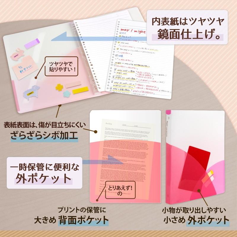 プラス(PLUS) ルーズリーフバインダー Pasty パスティ　ワイド B5 縦 チェリーピンク 98-811　FC-810PR | PLUS | 05