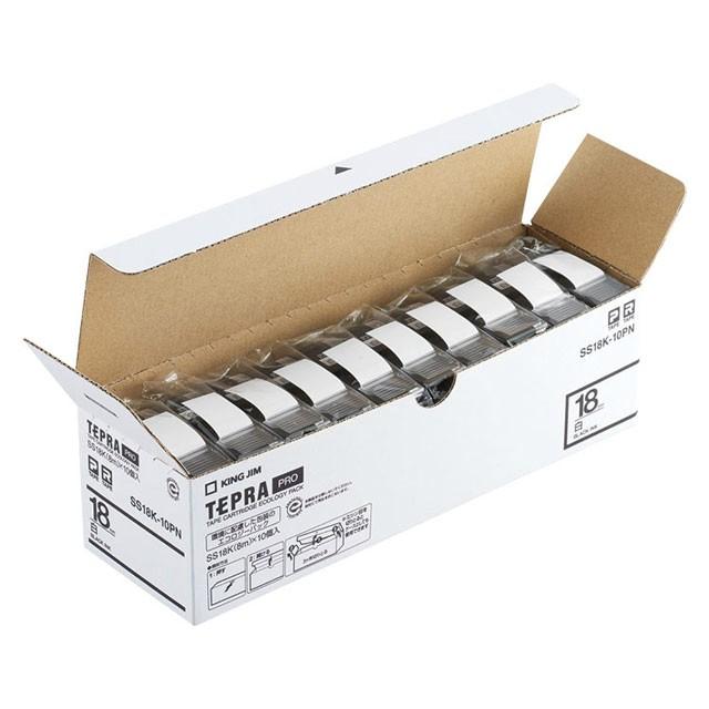 キングジム＜KING JIM＞ テプラPROテープ エコパック白ラベル 18mm 10個パック SS18K-10PN | TEPRA PRO