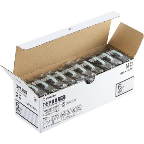 キングジム＜KING JIM＞テプラ「PRO」テープカートリッジ エコパック(10個入り) 透明ラベル　黒文字 ST6K-10PN　6mm幅　8m | TEPRA PRO