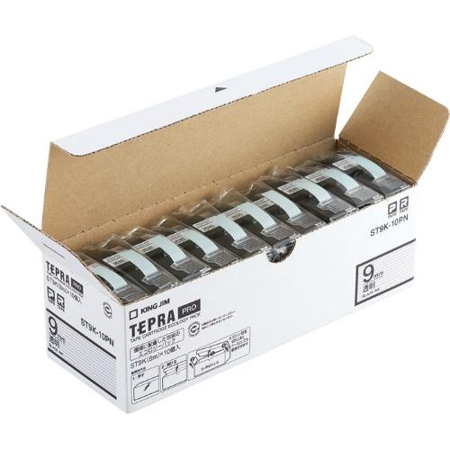 キングジム＜KING JIM＞テプラ「PRO」テープカートリッジ エコパック(10個入り) 透明ラベル　黒文字 ST9K-10PN　9mm幅　8m | TEPRA PRO
