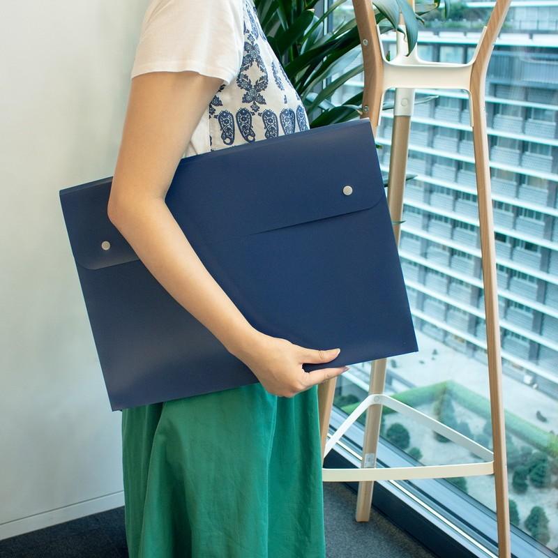 プラス (PLUS) ポケット付エンベロープ （マチ付ファイルバッグ）A3ヨコ ブルー 10枚入 FL-140CH 88-576*10 | PLUS | 04