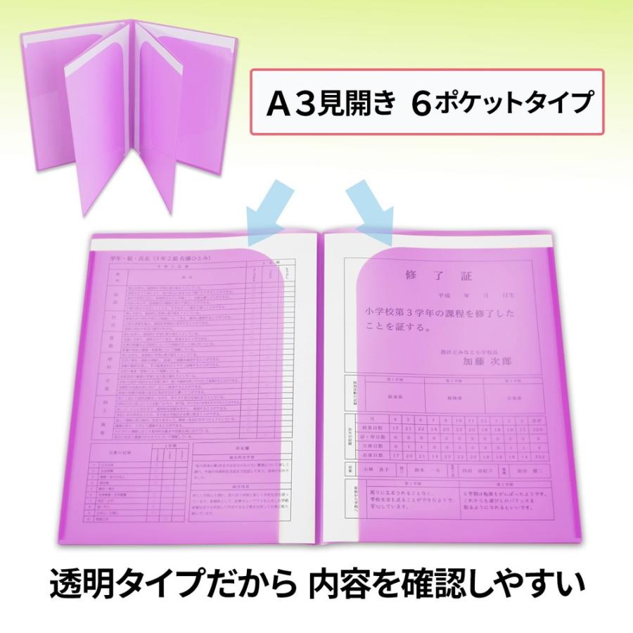 プラス(PLUS) クリアホルダー 通知表ホルダー 6ポケット 見開き収容可 パープル FL-200SF 79-822 | PLUS | 02