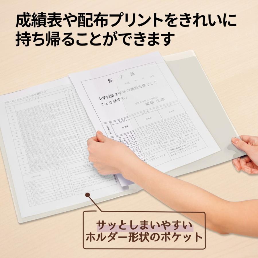 プラス(PLUS) クリアホルダー 通知表ホルダー 6ポケット 見開き収容可 クリア FL-200SF 79-826 | PLUS | 03
