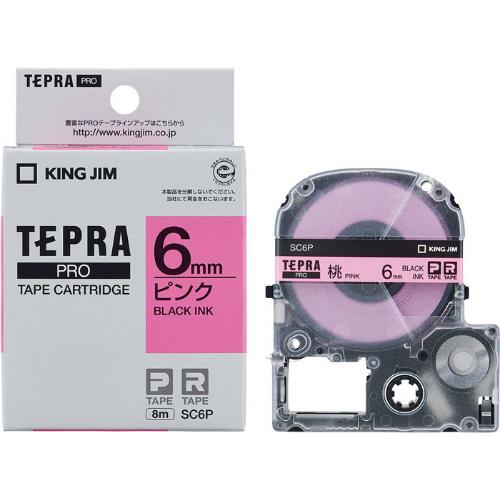 キングジム＜KING JIM＞テプラ「PRO」テープカートリッジ　カラーラベル(パステル)　ピンク（桃）／黒文字 SC6P　6mm幅　8m | TEPRA PRO