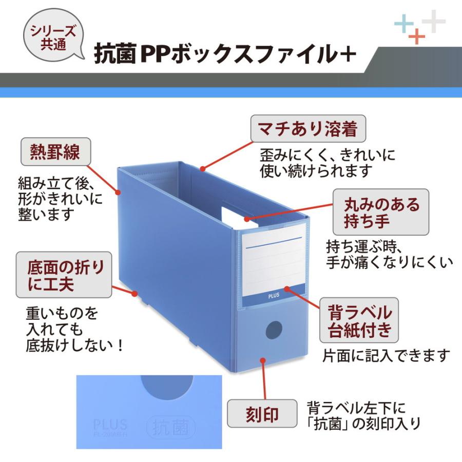 プラス PLUS 抗菌 PPボックス ファイル ハーフサイズ ブルー 76520 | PLUS | 02