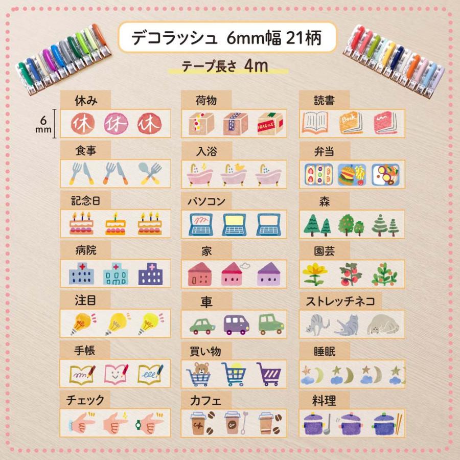 プラス PLUS  デコレーションテープ デコラッシュ 6mm幅 ライフスタイル 21柄セット | PLUS | 02