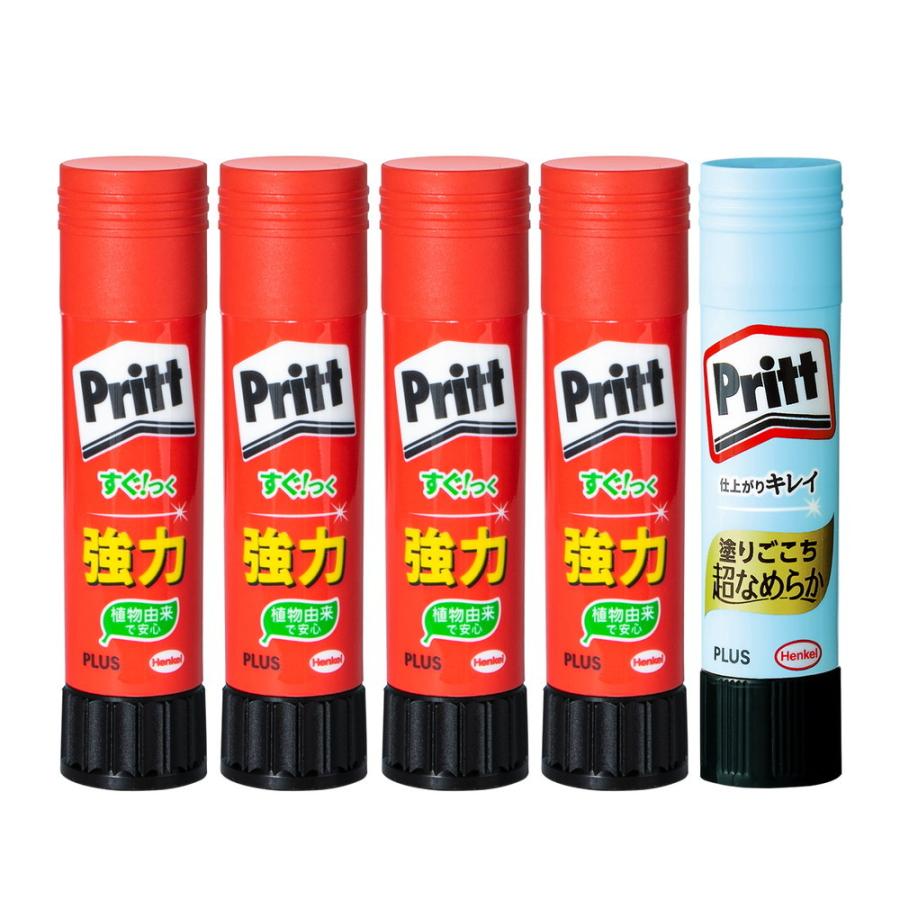 プラス PLUS スティックのり プリット Pritt プリット4P＋スムーズ1P ボーナスパック 29755 | PLUS