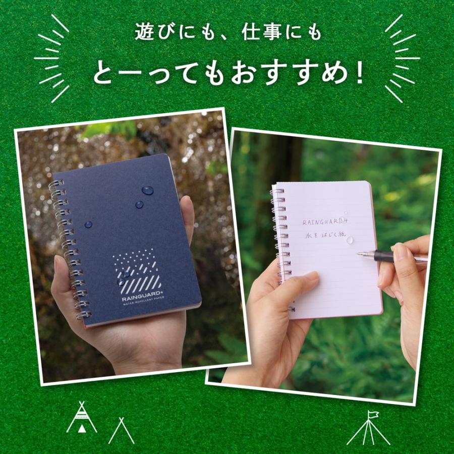日本ノート レインガード＋ (プラス) B7 B罫 ネイビー 5冊セット SW240NB×5 撥水 耐水 水濡れ メモ帳 アウトドア 野外 キャンプ 地震 災害 防災 | APICA | 04