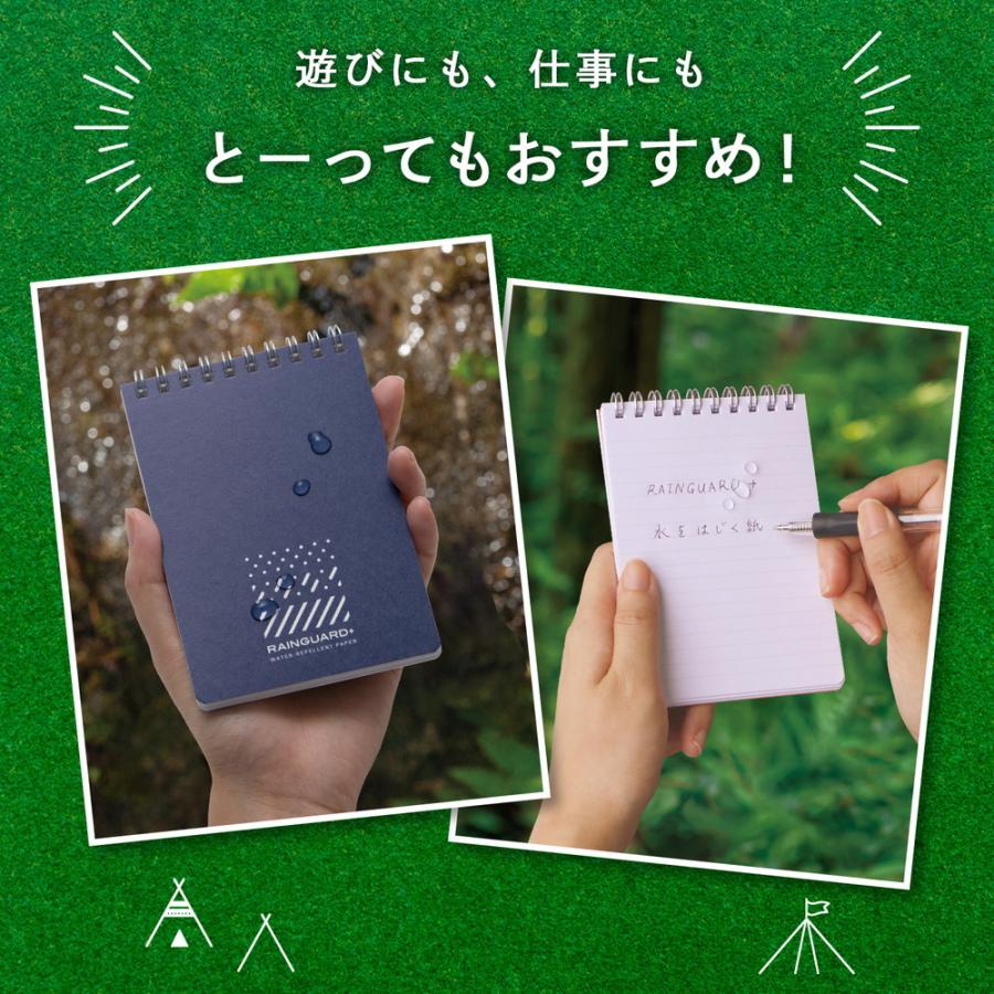日本ノート レインガード＋ (プラス) B7 天綴じ B罫 ネイビー 5冊セット SW241NB×5 撥水 耐水 水濡れ メモ帳 アウトドア 野外 キャンプ 地震 災害 防災 | APICA | 04