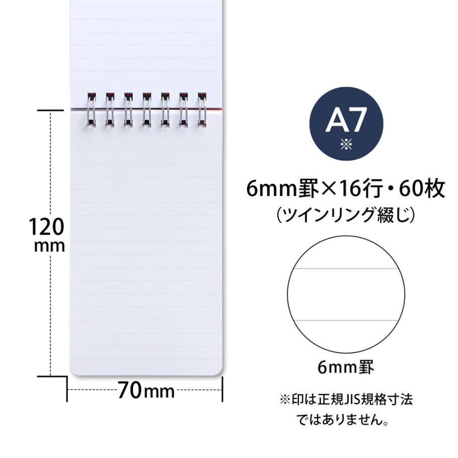 日本ノート レインガード＋ (プラス) A7 天綴じ B罫 ネイビー 5冊セット SW242NB×5 撥水 耐水 水濡れ メモ帳 アウトドア 野外 地震 災害 防災 | APICA | 01