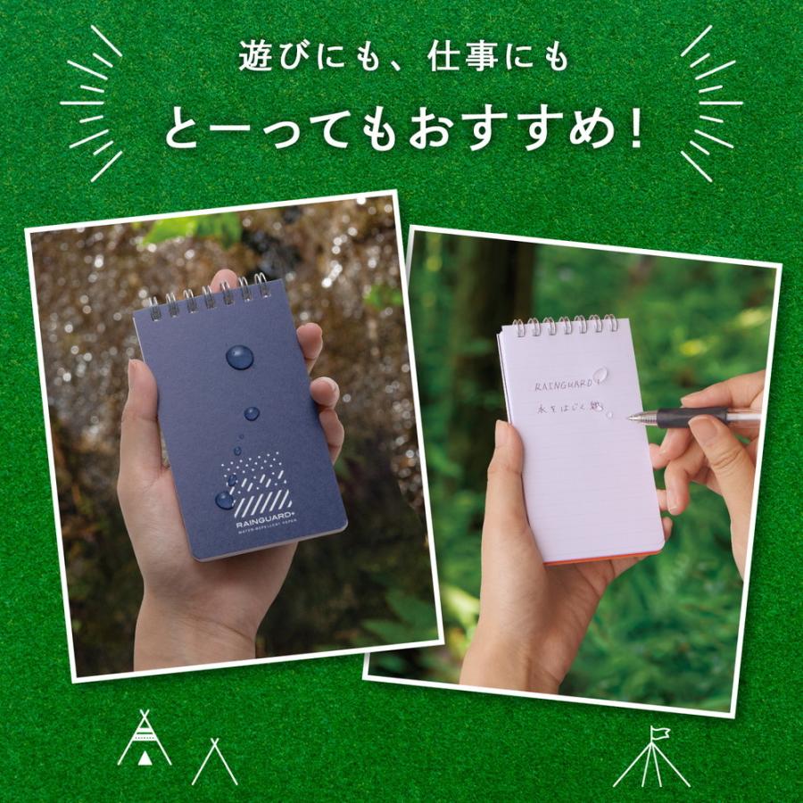 日本ノート レインガード＋ (プラス) A7 天綴じ B罫 ネイビー 5冊セット SW242NB×5 撥水 耐水 水濡れ メモ帳 アウトドア 野外 地震 災害 防災 | APICA | 04