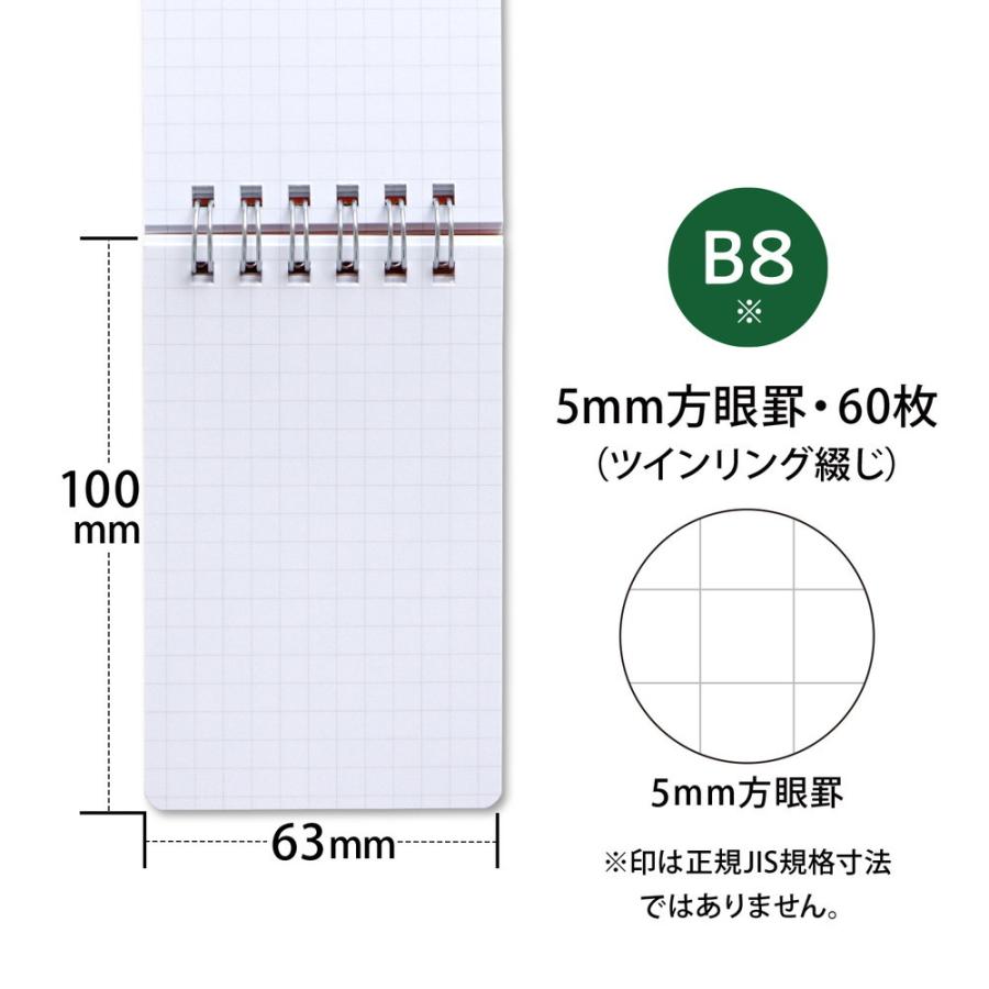APICA 日本ノート レインガード＋ (プラス) B8 天綴じ 方眼罫 グリーン