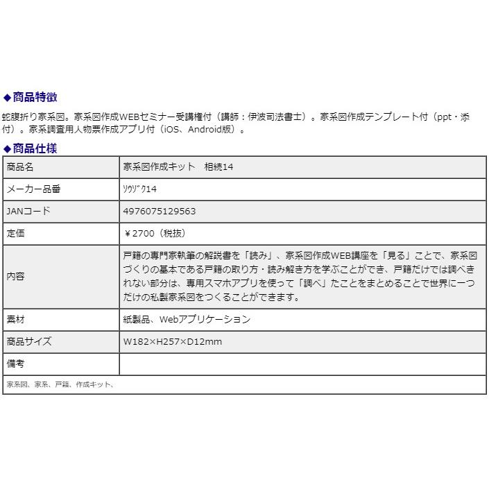 日本法令 家系図作成キット 相続14 ソウゾク14 | 日本法令 | 04